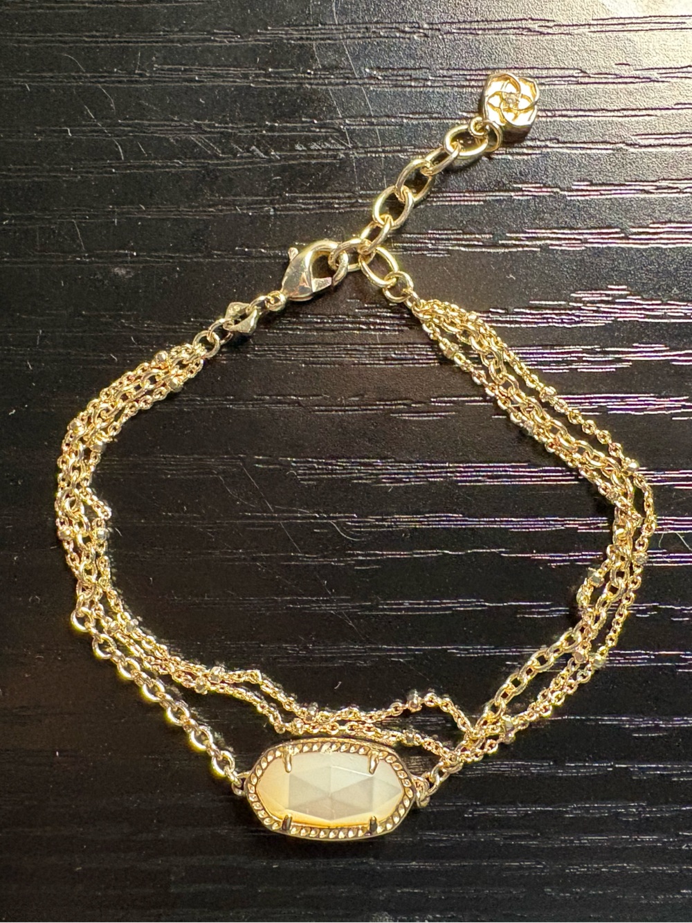 Kendra Scott Elaina Gold Multi Strand Chain Oval Bracelet Mother of Pearl - Picture 4 of 10